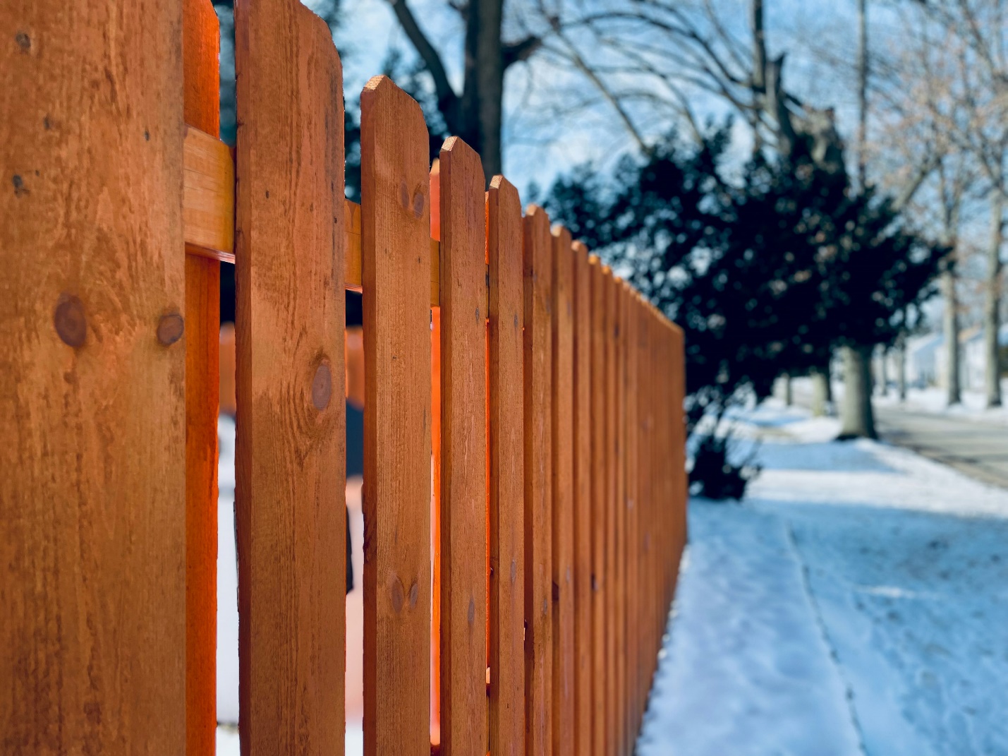 Recently installed wooden fence highlighting craftsmanship and classic style.
