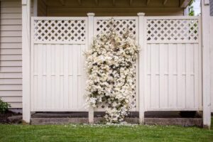 Flowers on a wooden fence 