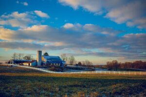 Custom fence installation in Cherry Hill, providing security and charm to farmland.
